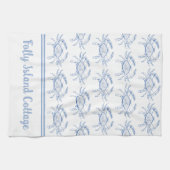 コースト名門私立校風のブルーとホワイトカパーソナライズされたニ キッチンタオル (横)