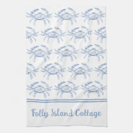 コースト名門私立校風のブルーとホワイトカパーソナライズされたニ キッチンタオル