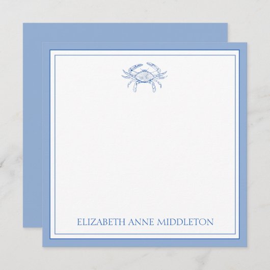 コースト名門私立校風のブルーとホワイトカパーソナライズされたニ ノートカード (正面/裏面)