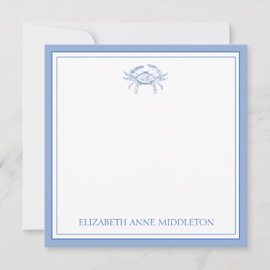 コースト名門私立校風のブルーとホワイトカパーソナライズされたニ ノートカード (正面)