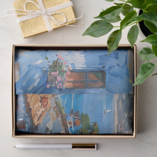 コースト地中海のタウン印象派のデコページ 薄葉紙 (ギフト)