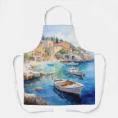 コースト地中海のビレッジ | 海辺の水色 エプロン (正面)
