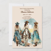 ⭐コースト女性のカーボーイ素朴ロデオブライドパーティーウマ 招待状 (正面)