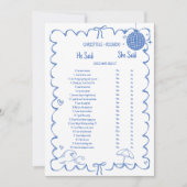 コースト彼は彼女はブライダルシャワーゲームカードと言った 案内状 (正面)