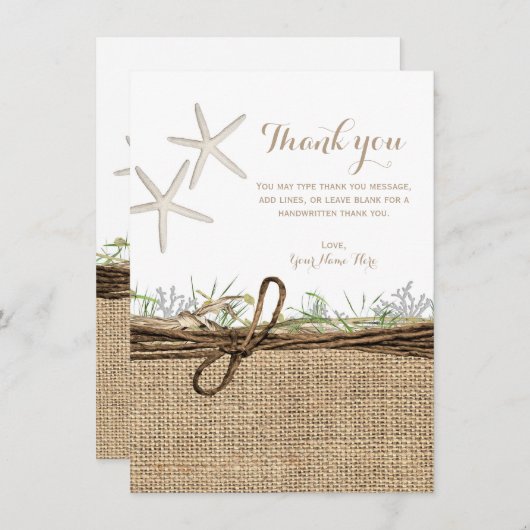 コースト素朴スターフィッシュ結婚のラップ 招待状 (正面/裏面)