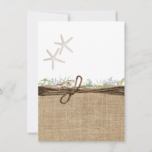 コースト素朴スターフィッシュ結婚のラップ 招待状 (裏面)