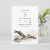 コースト素朴ペリカンウォーターカラービーチ結婚式 招待状 (スタンド正面)