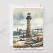 コースト素朴ライトハウスシーサイドビーチありがとう 招待状 (裏面)