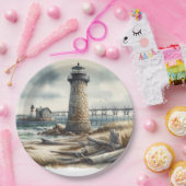 コースト素朴ライトハウスシーサイドビーチ結婚式 ペーパープレート (パーティー)