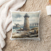 コースト素朴ライトハウスシーサイドビーチ クッション (ブランケット)