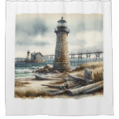 コースト素朴ライトハウスシーサイドビーチ シャワーカーテン (正面)
