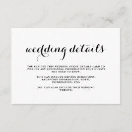 コースト結婚の白黒ゲスト詳細カード エンクロージャーカード