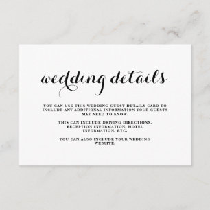 コースト結婚の白黒ゲスト詳細カード エンクロージャーカード