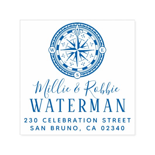 コースト結婚ーコンパス航海の差出人住所 セルフインキングスタンプ (デザイン)