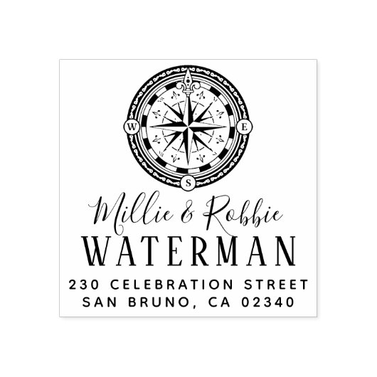 コースト結婚ーコンパス航海の差出人住所 ラバースタンプ (インプリント)