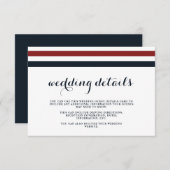コースト結婚ーズブルー赤と白ゲスト詳細 エンクロージャーカード (正面/裏面)