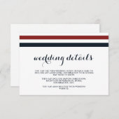 コースト結婚ーズブルー赤と白ゲスト詳細 エンクロージャーカード (正面/裏面)