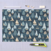 コースト航海のクリスマスセーリングボートティッシュペーパー 薄葉紙 (クラフト)