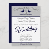 コースト航海のグレイホワイトネイビーブルーサンドパイパー 招待状 (正面/裏面)