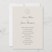 コースト航海のシェルクラシックベージュ色スクリプト結婚の 招待状 (正面)