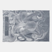 コースト航海のビーチハウスブルーホワイトタコ キッチンタオル (横)