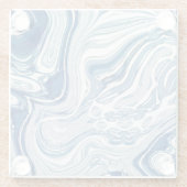 コースト航海のビーチ波水色の青い渦巻き ガラスコースター (裏面)