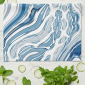 コースト航海のビーチ波水色の青い渦巻き キッチンタオル (折り畳み)