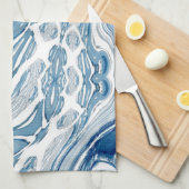 コースト航海のビーチ波水色の青い渦巻き キッチンタオル (四つ折り)
