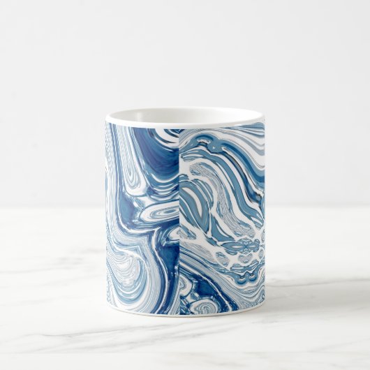 コースト航海のビーチ波水色の青い渦巻き コーヒーマグカップ (中央)