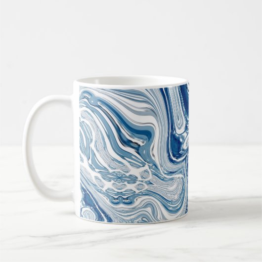 コースト航海のビーチ波水色の青い渦巻き コーヒーマグカップ (左)