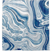 コースト航海のビーチ波水色の青い渦巻き シャワーカーテン (正面)