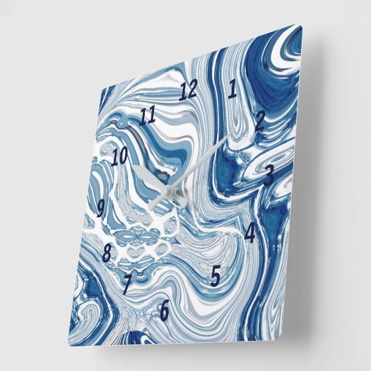 コースト航海のビーチ波水色の青い渦巻き スクエア壁時計 (傾斜)