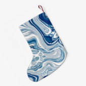 コースト航海のビーチ波水色の青い渦巻き スモールクリスマスストッキング (裏面 (吊り時))