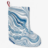 コースト航海のビーチ波水色の青い渦巻き スモールクリスマスストッキング (正面)