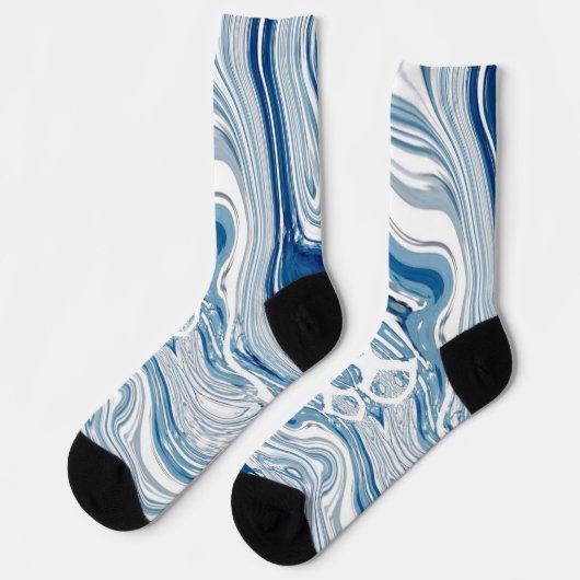 コースト航海のビーチ波水色の青い渦巻き ソックス (左)