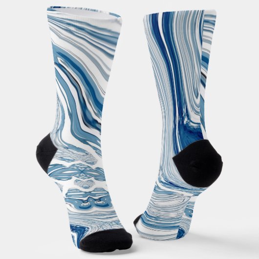 コースト航海のビーチ波水色の青い渦巻き ソックス (傾斜あり)