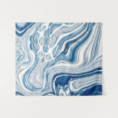 コースト航海のビーチ波水色の青い渦巻き タペストリー (正面(横))