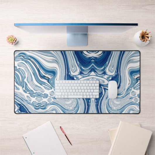 コースト航海のビーチ波水色の青い渦巻き デスクマット (オフィス1)