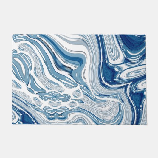 コースト航海のビーチ波水色の青い渦巻き ドアマット (正面)