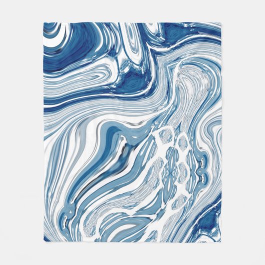 コースト航海のビーチ波水色の青い渦巻き フリースブランケット (正面)