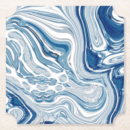 コースト航海のビーチ波水色の青い渦巻き ペーパーコースター (正面)