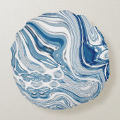 コースト航海のビーチ波水色の青い渦巻き ラウンドクッション (裏面)