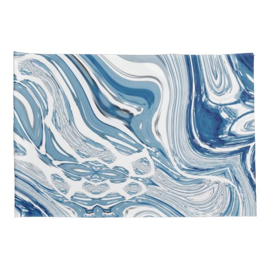 コースト航海のビーチ波水色の青い渦巻き 枕カバー (裏面-右)