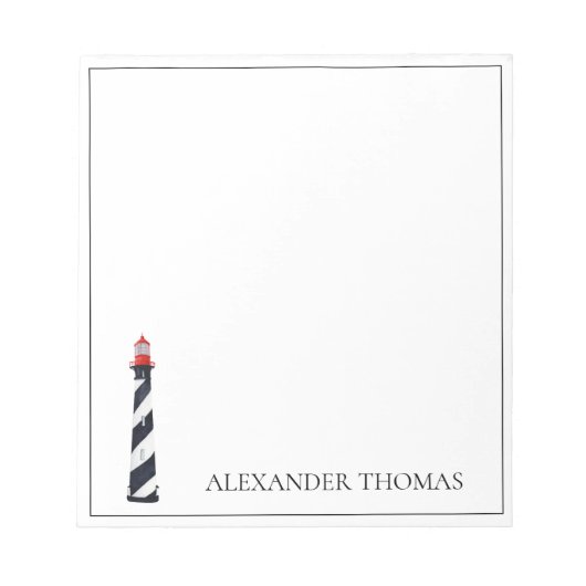 コースト航海のブラックアンドホワイトライトハウス ノートパッド (正面)