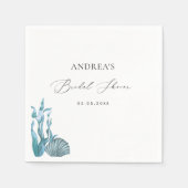 コースト航海のブルーシェルサマーブライダルシャワー スタンダードカクテルナプキン (正面)