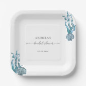 コースト航海のブルーシェルサマーブライダルシャワー ペーパープレート (正面)