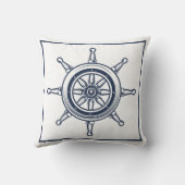 コースト航海のブルービーチハウスボートシップ車輪 クッション (裏面)