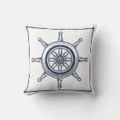 コースト航海のブルービーチハウスボートシップ車輪 クッション (正面)