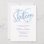 コースト航海のボートストライプ海モダンスウィート16 招待状 (正面)