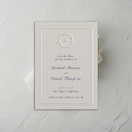 コースト航海のボートヘルムアイボリーフォーマル結婚ズ セーブザデート